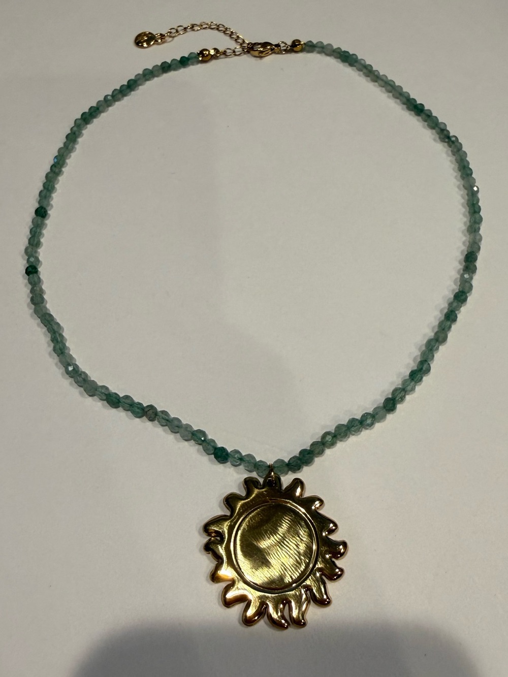 NEW Mayamar Natural Green Beaded Gold Sun Pendant Necklace - Picture 5 of 9